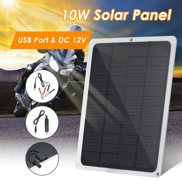 DC12V 10W Portable Solar Panel with USB Port Car Charger Charge for Outdoor Y3N7 